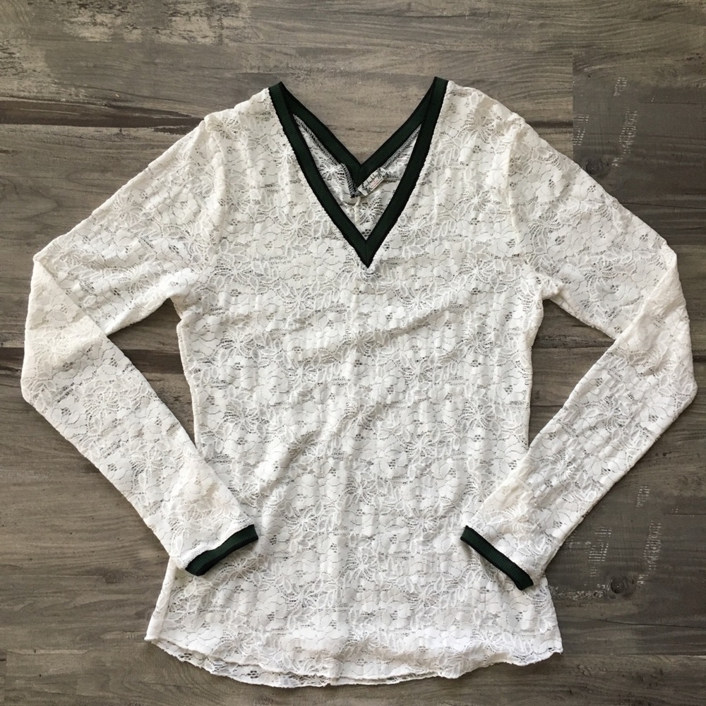 Intimately Free People Medium Deep V Lace Knit Top
